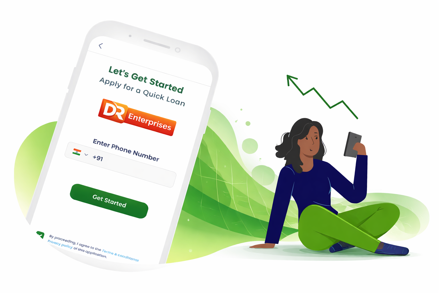 BrightLoans promotional banner showing mobile loan application